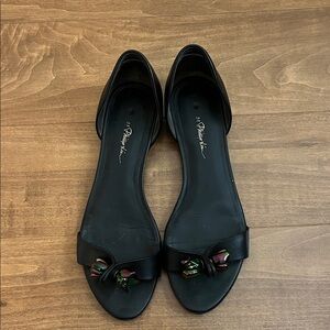 3.1 Phillip Lim Black Flats with Bow Accent